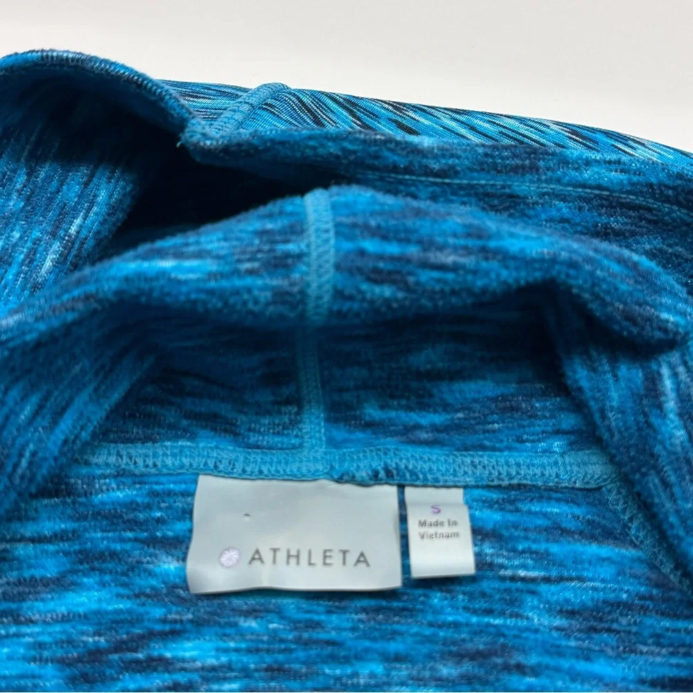 Athleta Teal Space Dye Cowl Neck Performance Fleece Lined Long Sleeve Top Small
